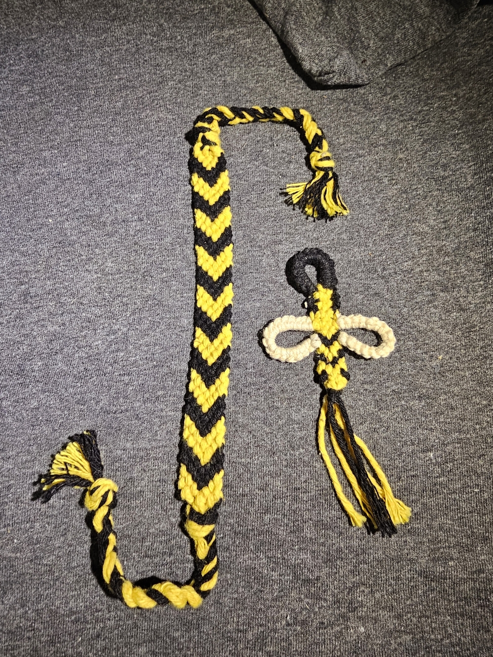 Handmade Black and Yellow Braided Friendship Bracelet And Bee Keychain